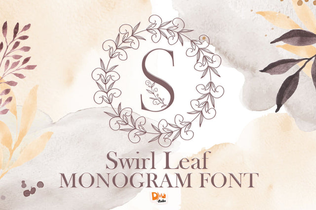 Swirl Leaf Monogram Font Dm Letter Studio 