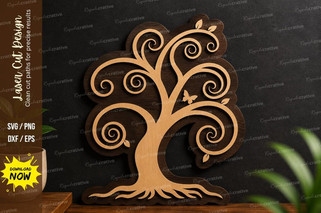 Swirl Tree Design laser cut svg File SVG Regulrcrative 