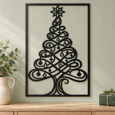 Swirling Christmas Tree Laser SVG | Elegant Ornament Tree DXF | Modern Christmas Metal Wall Art | Holiday Plasma CNC Cutting File SVG HappyDesignStudio 