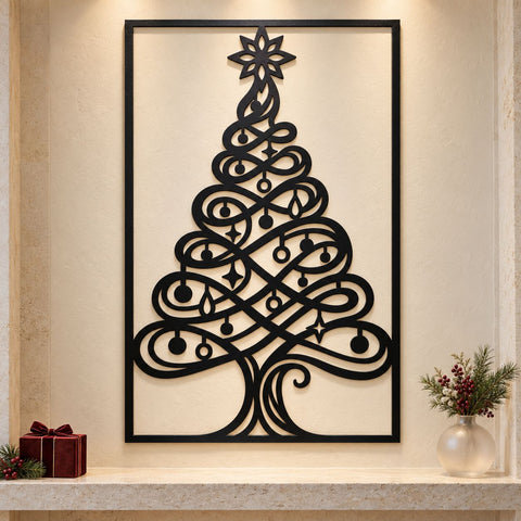Swirling Christmas Tree Laser SVG | Elegant Ornament Tree DXF | Modern Christmas Metal Wall Art | Holiday Plasma CNC Cutting File SVG HappyDesignStudio 