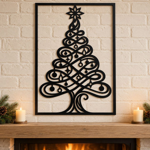 Swirling Christmas Tree Laser SVG | Elegant Ornament Tree DXF | Modern Christmas Metal Wall Art | Holiday Plasma CNC Cutting File SVG HappyDesignStudio 