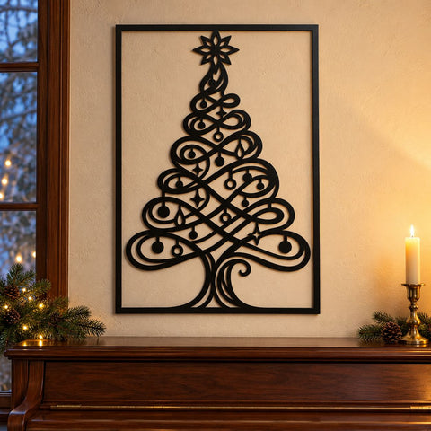 Swirling Christmas Tree Laser SVG | Elegant Ornament Tree DXF | Modern Christmas Metal Wall Art | Holiday Plasma CNC Cutting File SVG HappyDesignStudio 