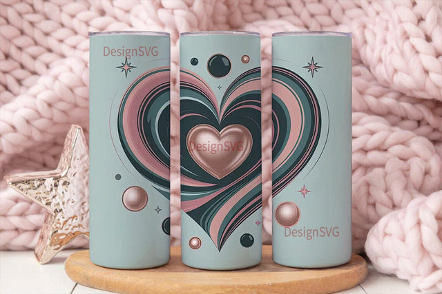 Swirling Galaxy Heart 20oz Tumbler Wrap Sublimation DesignSVG 