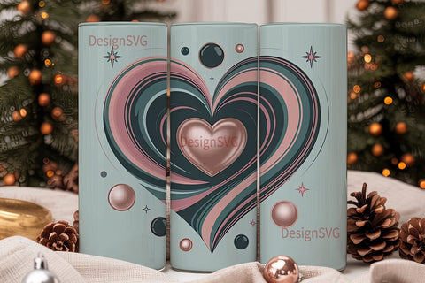 Swirling Galaxy Heart 20oz Tumbler Wrap Sublimation DesignSVG 