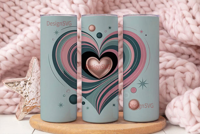 Swirling Galaxy Heart 20oz Tumbler Wrap Sublimation DesignSVG 