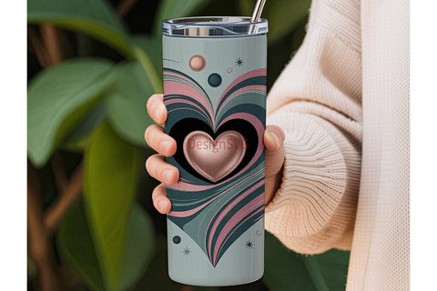 Swirling Galaxy Heart 20oz Tumbler Wrap Sublimation DesignSVG 