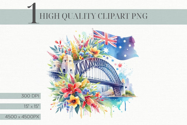Sydney Harbour Bridge Watercolor Design Sublimation BijouBay 