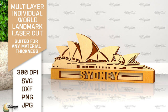 Sydney Landmark Laser Cut. Multilayer Decor SVG SVG Evgenyia Guschina 