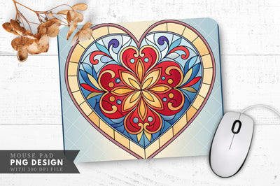 Symmetrical Heart Stained Glass Mouse Pad PNG Design Sublimation Regulrcrative 