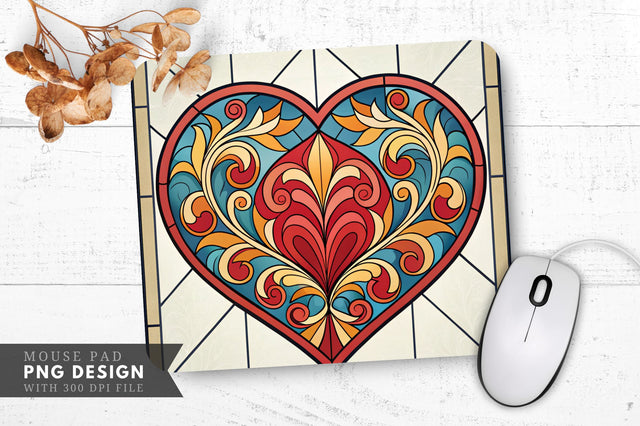 Symmetrical Heart Stained Glass Mouse Pad PNG Design Sublimation Regulrcrative 