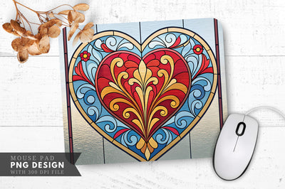Symmetrical Heart Stained Glass Mouse Pad PNG Design Sublimation Regulrcrative 