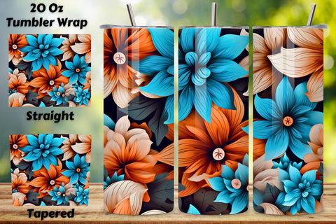 Symphonic Petal Tumbler Wrap, 3D Futuristic Seamless PNG, Futuristic 3D Petal Tumbler Wrap, Seamless Symphony PNG Sublimation FloridPrintables 