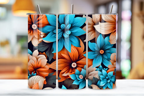 Symphonic Petal Tumbler Wrap, 3D Futuristic Seamless PNG, Futuristic 3D Petal Tumbler Wrap, Seamless Symphony PNG Sublimation FloridPrintables 