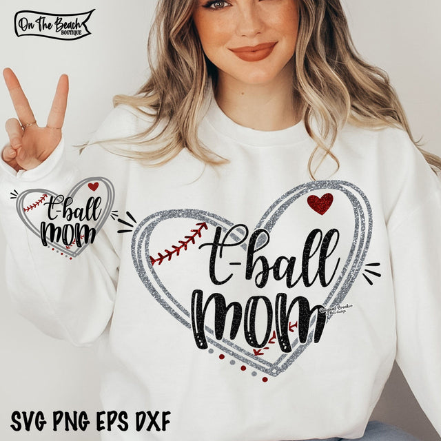 T Ball MOM SVG PNG with Glitter SVG On the Beach Boutique 