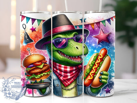 T-Rex Dinosaur 20oz Skinny Tumbler PNG, Dinosaur Tumbler Sublimation Wrap, Straight & Tapered Tumbler Wrap, Instant Digital Download Sublimation ToriDesigns 