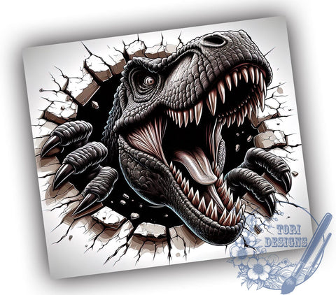 T Rex Dinosaur 20oz Skinny Tumbler PNG, Dinosaur Tumbler Wrap, Sublimation Design, Straight & Tapered Tumbler Wrap, Instant Digital Download Sublimation ToriDesigns 