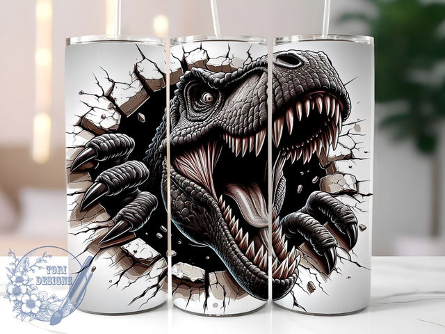 T Rex Dinosaur 20oz Skinny Tumbler PNG, Dinosaur Tumbler Wrap, Sublimation Design, Straight & Tapered Tumbler Wrap, Instant Digital Download Sublimation ToriDesigns 