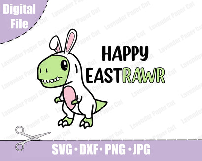 T Rex Dinosaur Easter Bunny SVG, Easter png, Funny Easter png, Cute Sublimation, Dinosaur png, Rabbit ears PNG, Boys and girls shirt design SVG Lavender Paper Cut 