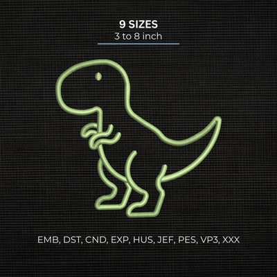 T-Rex Dinosaur Outline Embroidery Design – Cute Minimal Dino Machine Embroidery File Embroidery/Applique DESIGNS PatternFeed8 