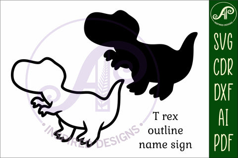 T rex Dinosaur outline two layer name wall sign SVG APInspireddesigns 