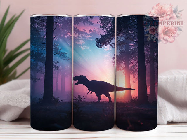 T-Rex Dinosaur Silhouette Tumbler Wrap, Dinosaur Silhouette Tumbler, 20oz Tumbler Sublimation, Prehistoric Dino Design, Jurassic Theme Tumbler, Fossil Art Tumbler, Roaring T-Rex Wrap Sublimation Li Zamperini 