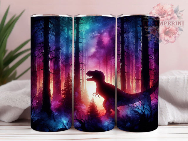 T-Rex Dinosaur Silhouette Tumbler Wrap, Dinosaur Silhouette Tumbler, 20oz Tumbler Sublimation, Prehistoric Dino Design, Jurassic Theme Tumbler, Fossil Art Tumbler, Roaring T-Rex Wrap Sublimation Li Zamperini 
