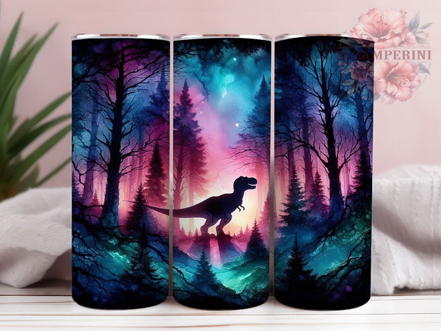 T-Rex Dinosaur Silhouette Tumbler Wrap, Dinosaur Silhouette Tumbler, 20oz Tumbler Sublimation, Prehistoric Dino Design, Jurassic Theme Tumbler, Fossil Art Tumbler, Roaring T-Rex Wrap Sublimation Li Zamperini 
