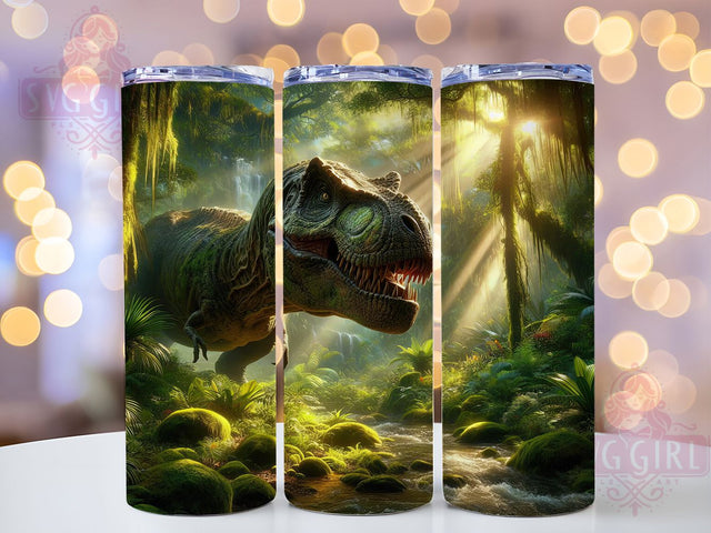 T-Rex Forest Jurassic Dinosaur Tumbler, Forest Wrap, Dinosaur Tumbler, 20Oz Tumbler, Sublimation Design, Prehistoric Creature, Jurassic Theme Sublimation SvggirlplusArt 