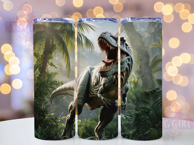 T-Rex Forest Jurassic Dinosaur Tumbler, Forest Wrap, Dinosaur Tumbler, 20Oz Tumbler, Sublimation Design, Prehistoric Creature, Jurassic Theme Sublimation SvggirlplusArt 