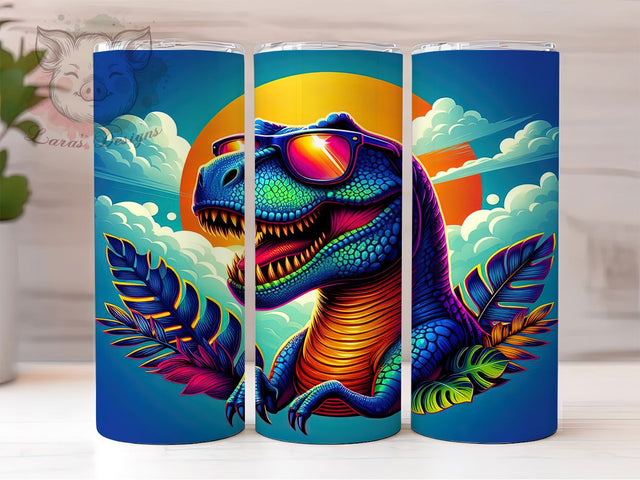 T-Rex Jurassic Prehistoric Tumbler, Jurassic Tumbler Wrap, 20oz Tumbler Sublimation, Prehistoric Dino Design, Roaring T-Rex Art, Fossil Dinosaur Wrap, Kids Dinosaur Gift Sublimation Lara' s Designs 