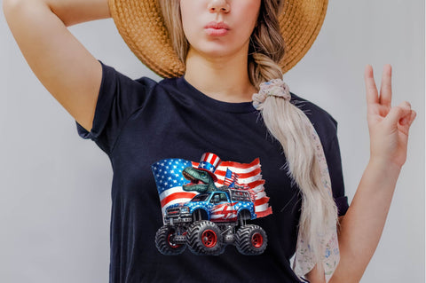 T-Rex Monster Truck 4th of July Sublimation Clipart Sublimation SVGArt 