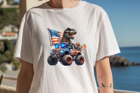T-Rex Monster Truck 4th of July Sublimation Clipart Sublimation SVGArt 