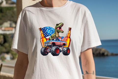 T-Rex Monster Truck 4th of July Sublimation Clipart Sublimation SVGArt 