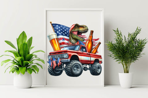 T-Rex Monster Truck 4th of July Sublimation Clipart Sublimation SVGArt 