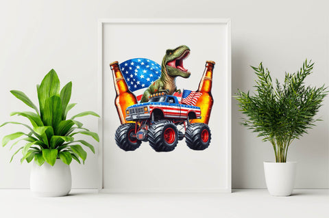 T-Rex Monster Truck 4th of July Sublimation Clipart Sublimation SVGArt 