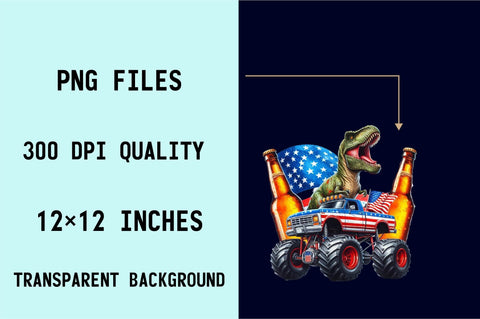 T-Rex Monster Truck 4th of July Sublimation Clipart Sublimation SVGArt 