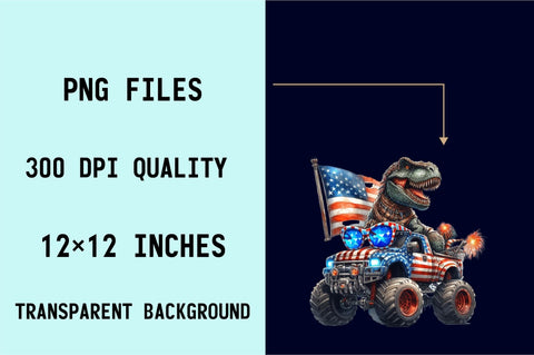 T-Rex Monster Truck 4th of July Sublimation Clipart Sublimation SVGArt 