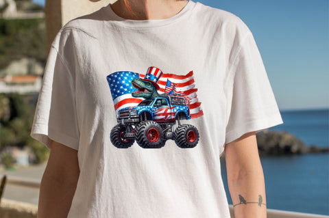 T-Rex Monster Truck 4th of July Sublimation Clipart Sublimation SVGArt 