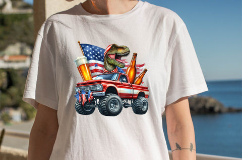 T-Rex Monster Truck 4th of July Sublimation Clipart Sublimation SVGArt 