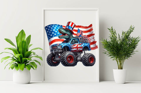 T-Rex Monster Truck 4th of July Sublimation Clipart Sublimation SVGArt 