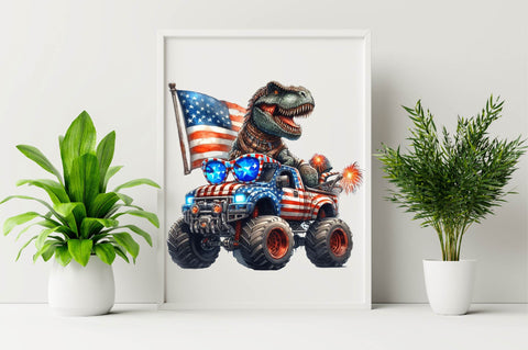 T-Rex Monster Truck 4th of July Sublimation Clipart Sublimation SVGArt 
