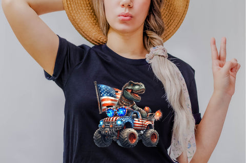 T-Rex Monster Truck 4th of July Sublimation Clipart Sublimation SVGArt 