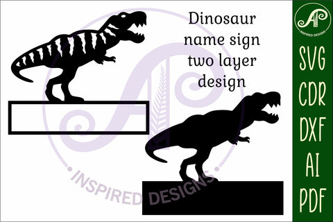 T Rex Name sign svg laser cut template, wall art SVG APInspireddesigns 