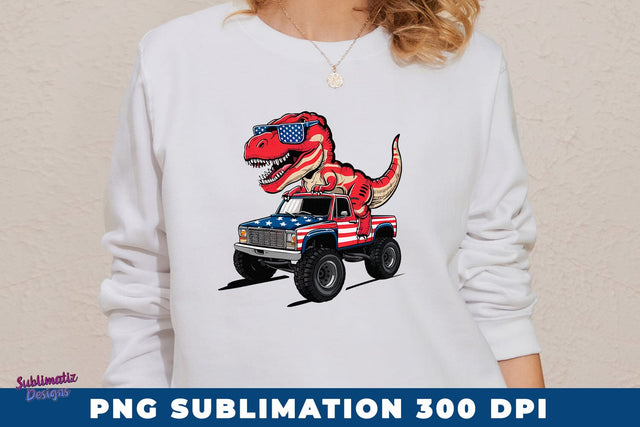 T-Rex Riding Monster Truck PNG Sublimation Sublimation Sublimatiz Designs 