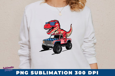 T-Rex Riding Monster Truck PNG Sublimation Sublimation Sublimatiz Designs 