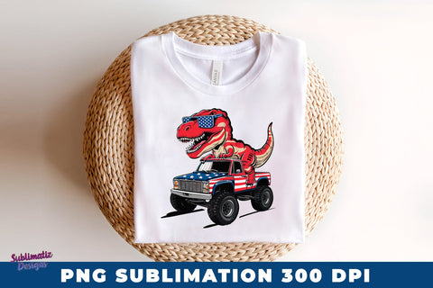 T-Rex Riding Monster Truck PNG Sublimation Sublimation Sublimatiz Designs 