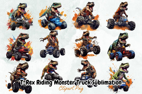 T-Rex Riding Monster Truck Sublimation Bundle Sublimation Designangry 