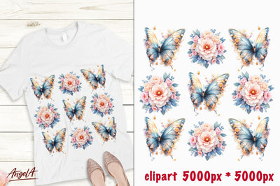 T-shirt design floral butterfly flying sublimation, flowers Sublimation Angelina Semenova 