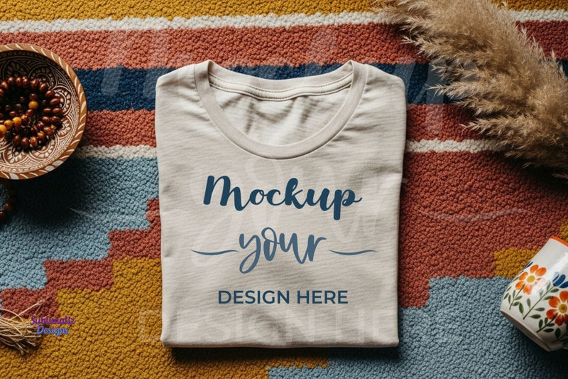 T-shirt Mock Up with rug in warm colors Mock Up Photo Sublimatiz Designs 