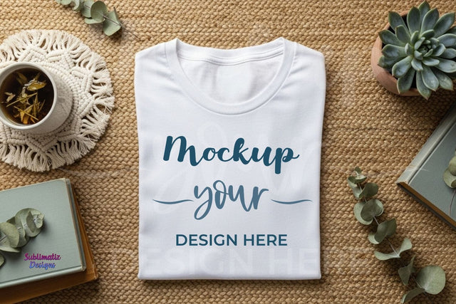 T-shirt Mock Up with Succulents and Tea Mock Up Photo Sublimatiz Designs 